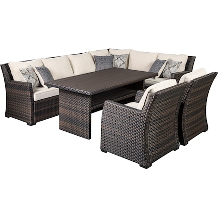 Outdoor Sectional with Table & 2 Chairs